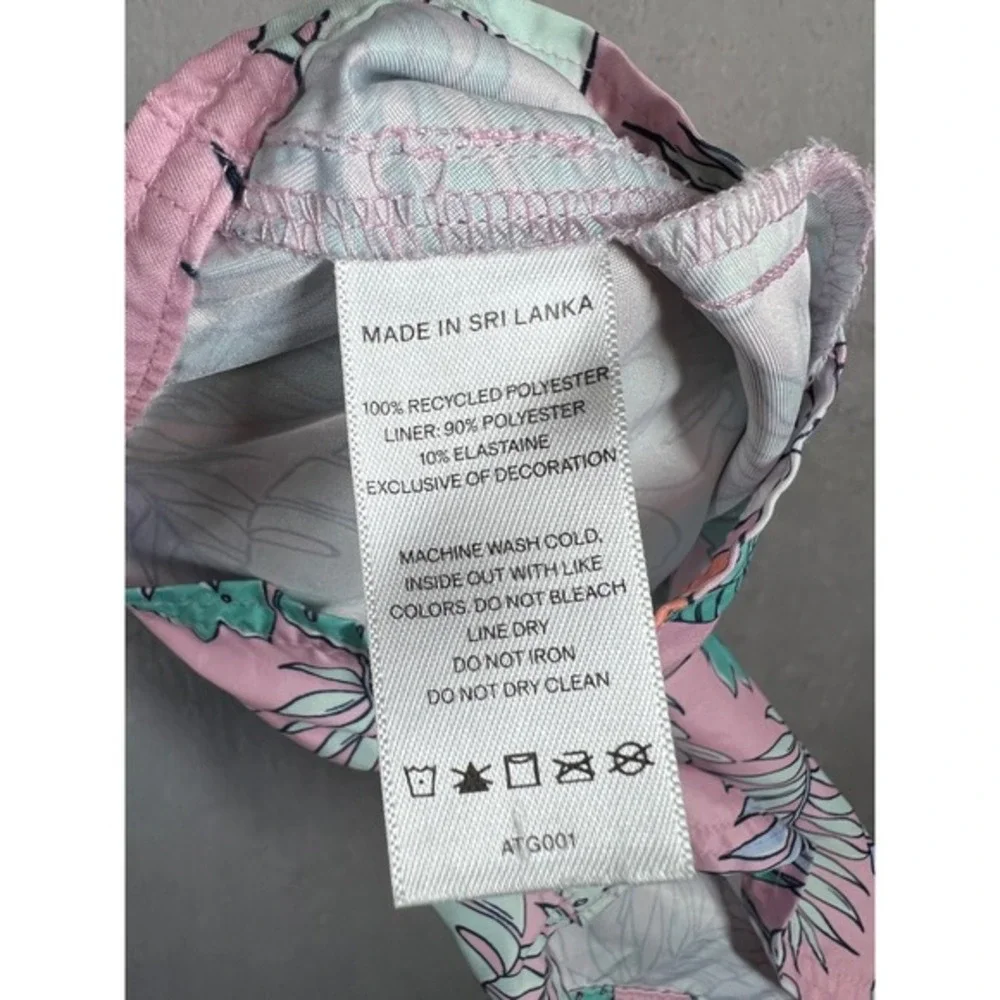 Quince Toddler Pink Tropical Floral‎ Mesh Lined Swim Trunks 12-18M
